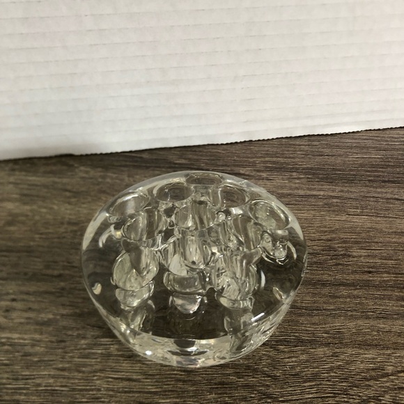 Vtg 3” Clear Glass 11 Hole Footed Floral Frog - Picture 3 of 9